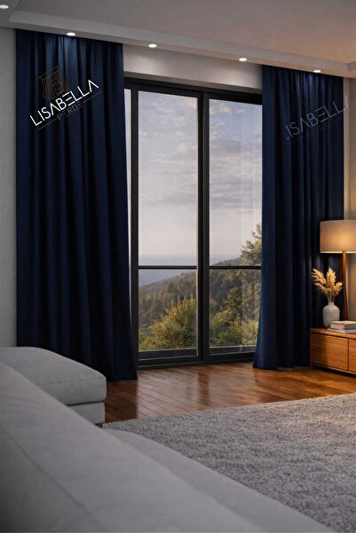 LisabellaHome Μπλε ναυτικό χρώμα, ραμμένη κουρτίνα συσκότισης από αφρολέξ, αν...