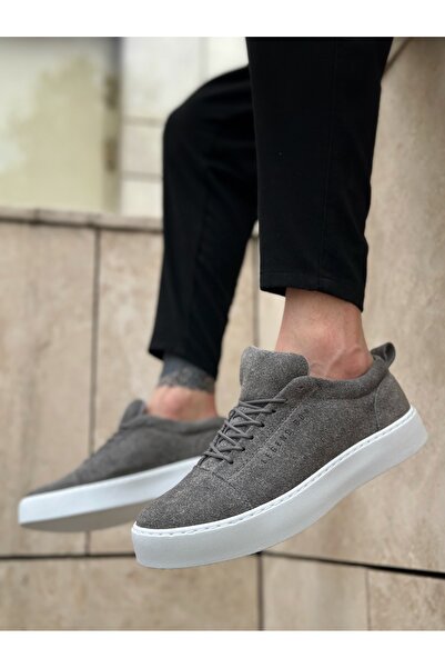 BOA Aba0104 Lace-Up Gray Suede White Sole Sports Classic Men's Shoes