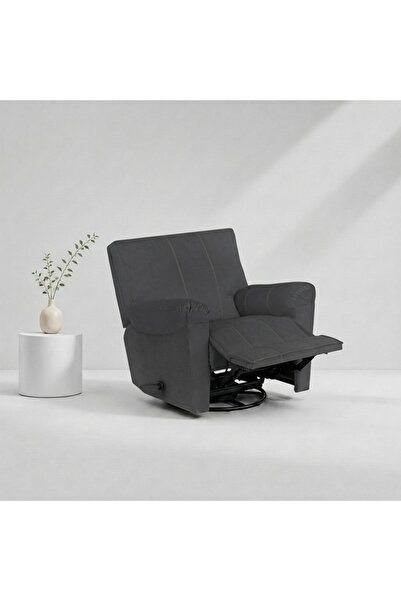 BACK CARE Swivel Rocking Recliner Chair, Velvet, Footrest, Gray, V-1-H