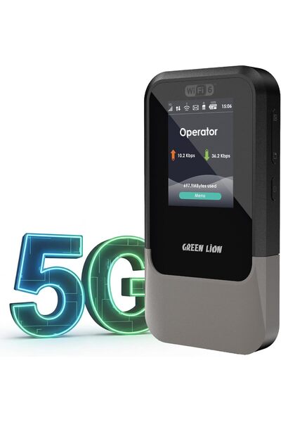 Green Lion 5G/4G MiFi Router, 6 GHz Portable WiFi, ESIM & Nano SIM Card Slot,...