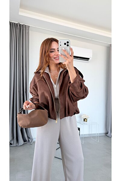pelin yıldız butik Kahve Laura Standart Beden Bomber Ceket