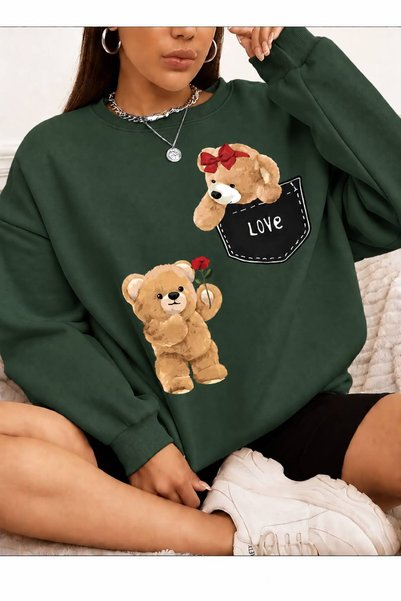 belissia Unisex Erkek/Kadın KAPUŞONLU Renkli Pamuklu Oversize Sweatshirt