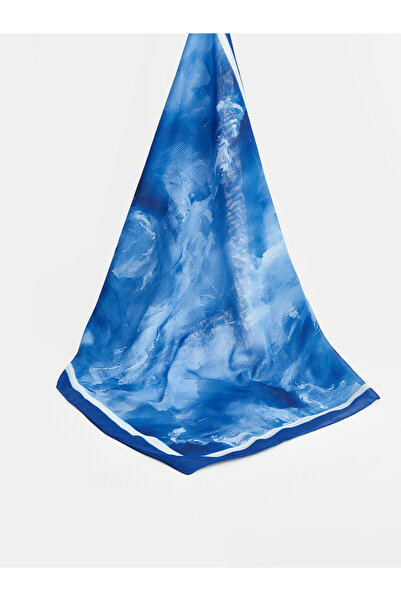 LC Waikiki Lcw Modest Blue Voile Patterned Women's Shawl with Nevavm Difference