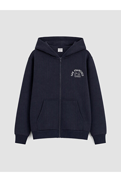 LC Waikiki Two Mt Shop Quality Lcw Kids Navy Blue Printed Boys' Thick Zippere...