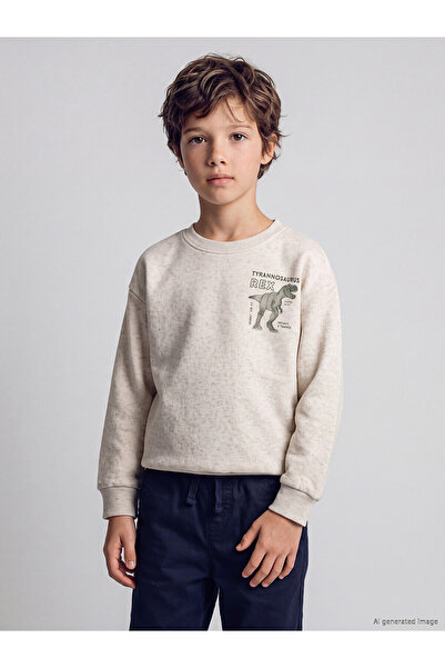 LC Waikiki Two Mt Shop Quality Lcw Kids White 3 Thread Raster Printed Loose &...