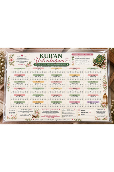 Atölye Prana Kur’an Yolculuğum A5 50 Yaprak – Kuran Okuma ve Hatim Takip Çize...