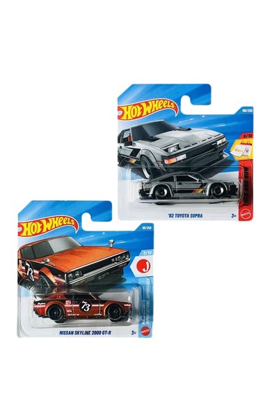 HOT WHEELS 2 Araç Set - Nissan Skyline 2000 GT-R - Turuncu & '82 Toyota Supra...