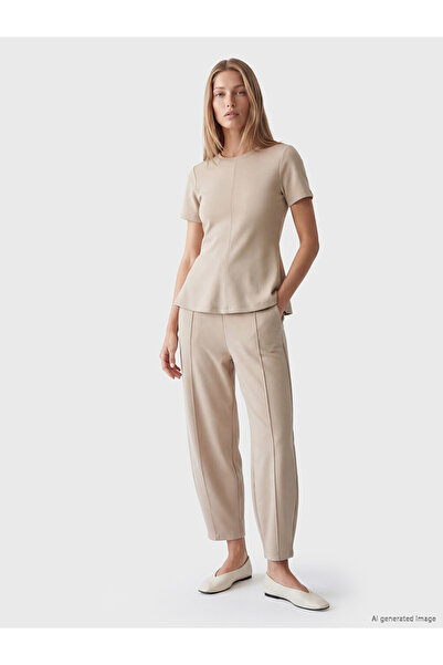 LC Waikiki Peak New Season Beige Elastic Waist Soft Touch Women's Trousers