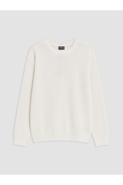 LC Waikiki Two Mt Shop Quality Ecru Oval Collar Boys' Knitwear Sweater