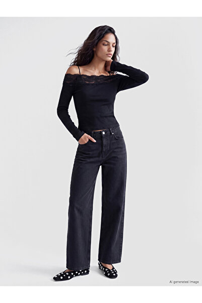 LC Waikiki Alita City Farkıyla Xside Black Denim Straight Wideleg High Waist ...