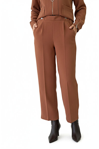 MissWhence High-Waist Pleated Trousers - Cinnamon