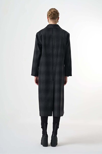 MissWhence Double-Breasted Long Coat - Gray