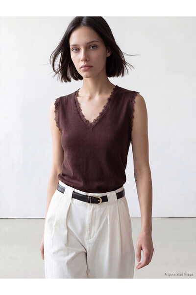LC Waikiki Lcw Comfort Brown Plain Sweater with Nevavm Difference