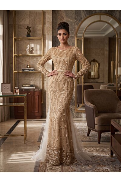 nostalgia 93 Kasab and Şak Embroidered Tulle Evening Dress - Luxurious Engage...