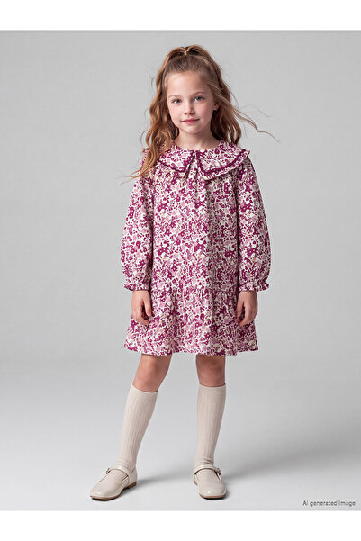 LC Waikiki Lcw Kids Purple Floral Girl's Dress with Nevavm Difference