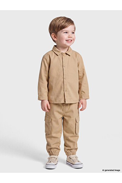 LC Waikiki Peak New Season Beige Loose Fit Baby Boy Gabardine Cargo Pants