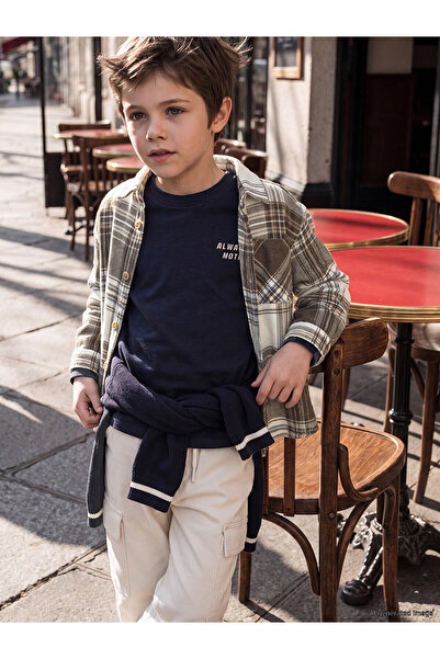 LC Waikiki Two Mt Shop Quality Lcw Kids Brown Gabardine Plaid Boys' Shirt