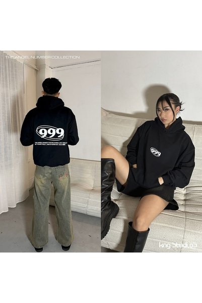 Minga London 999 Φούτερ με στάμπα Angel μπροστά και πίσω, σε μεγάλο μέγεθος