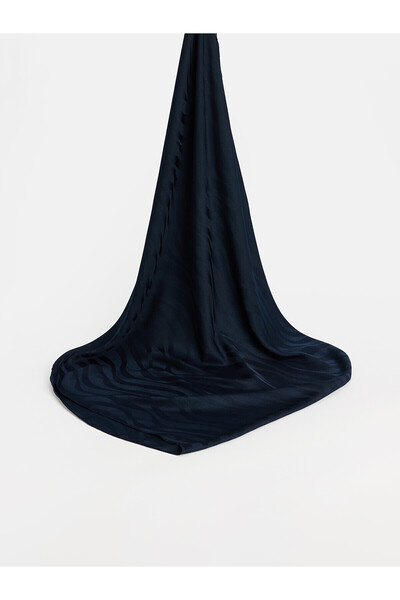 LC Waikiki Lcw Modest Navy Blue Voile Patterned Women's Shawl with Nevavm Dif...