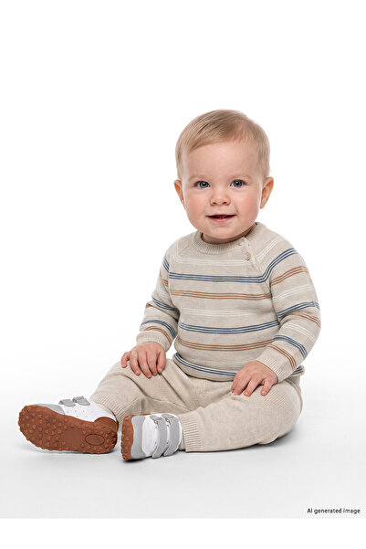 LC Waikiki Two Mt Shop Quality Lcw Baby Beige Knitwear Printed Baby Boy Set