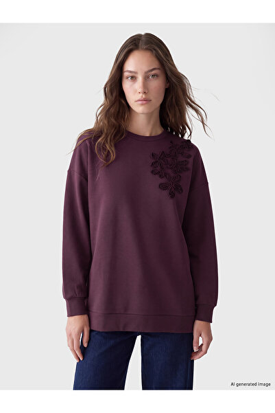 LC Waikiki Nevavm Farkıyla Lcw Modest Plum Interlock Embroidered Loose & Bagg...