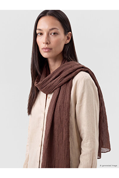 LC Waikiki Lcw Accessories Brown Satin Plain Women's Shawl with Nevavm Differ...