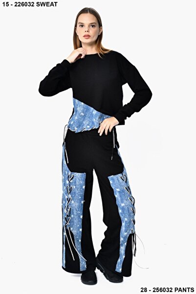 DQMANE Design Denim Detail Two-Piece Women's Set