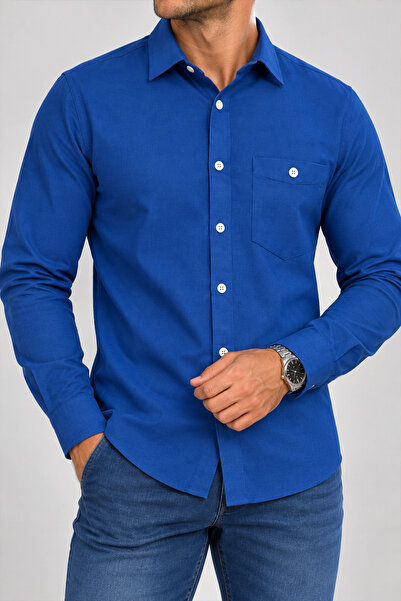 Beyome Men's Tricoton Shirt Relaxed Fit Collar Buttoned at the Bottom Single ...