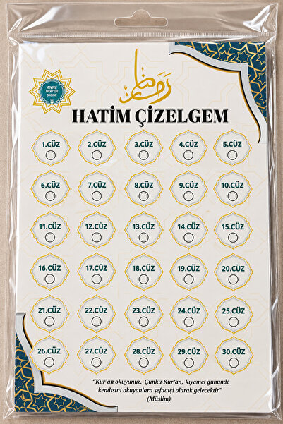Atölye Prana Hatim Çizelgesi A5 50 Yaprak – 30 Cüz Kuran Hatim Takip Çizelges...