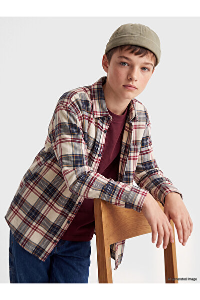 LC Waikiki Two Mt Shop Quality Lcw Kids Navy Blue Plaid Gabardine Boys' Shirt