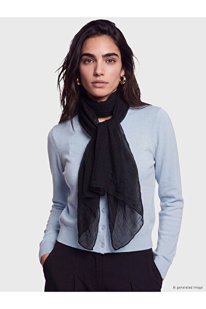 LC Waikiki Lcw Accessories Black Satin Plain Women's Shawl with Nevavm Differ...
