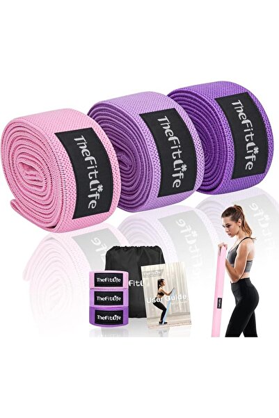 TheFitLife أربطة مقاومة من القماش، مجموعة من 3 قطع طويلة للمساعدة في تمارين ا...