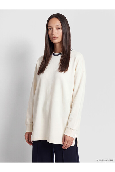 LC Waikiki Nevavm Farkıyla Lcw Everyday Ecru Oversize Soft Touch Women's Swea...