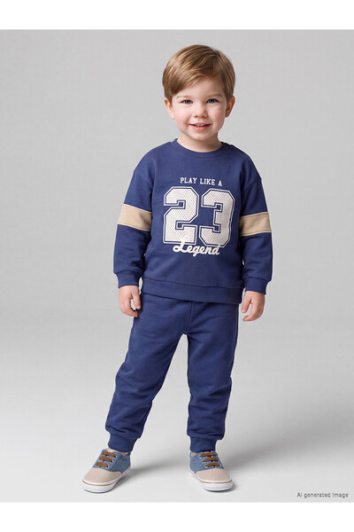 LC Waikiki Two Mt Shop Quality Lcw Baby Blue Printed Baby Boy Tracksuit Set