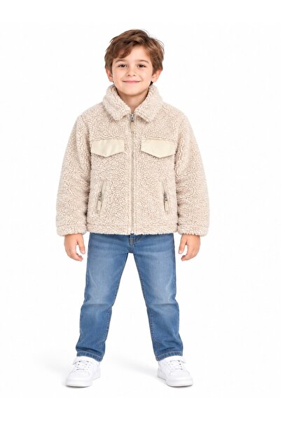 MAVİ BONCUKK Children's Unisex Plush Welsoft Zippered Hooded and Stand Collar...