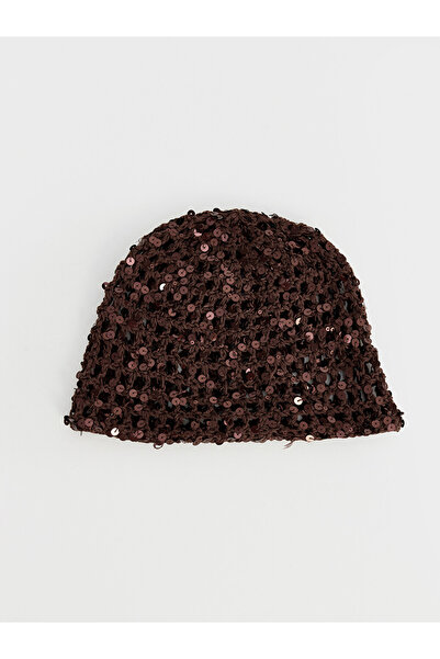 LC Waikiki Peak New Season Brown Sequined Women's Beret
