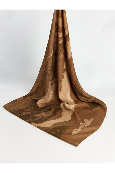 LC Waikiki Lcw Modest Khaki Patterned Women's Shawl with Nevavm Difference