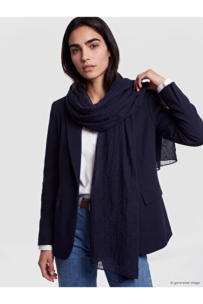 LC Waikiki Nevavm Farkıyla Lcw Accessories Navy Blue Satin Plain Women's Shawl