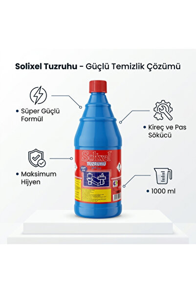 SOLİXEL Tuzruhu 1000 ml - Süper Güçlü Kireç ve Pas Sökücü, Banyo, Tuvalet, Fayans ve Klozet Temizleyici