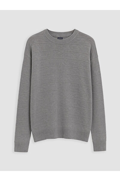 LC Waikiki Nevavm Gray Oval Collar Boys' Knitwear Sweater with Difference in ...
