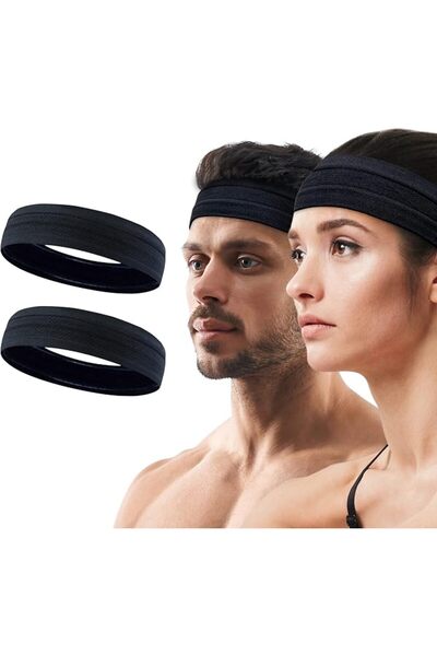 KASTWAVE عصابة رأس سوداء، عبوة من قطعتين، عصابة رأس رياضية للنساء، عصابات رأس...