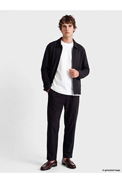 LC Waikiki Lcw Vision Black Loose Fit Men's Pleated Trousers with Nevavm Diff...