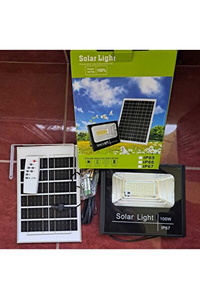 Generic Brand Proiector Solar 100W Lampa cu incarcare solara + Panou Solar si Telecomanda