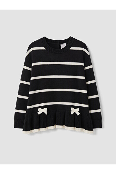 LC Waikiki Two Mt Shop Quality Lcw Kids Black Knitwear Striped Oval Collar Gi...