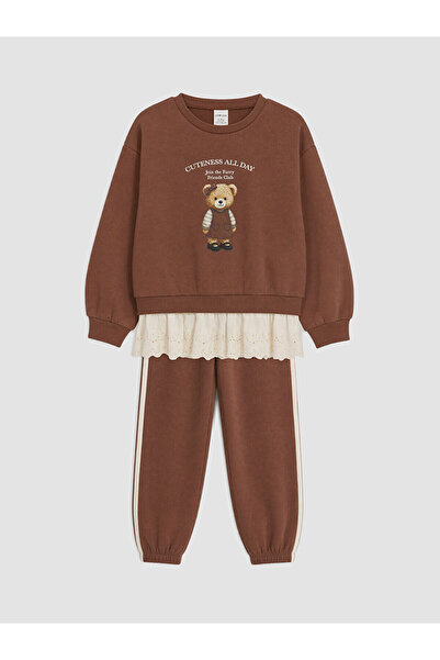 LC Waikiki Two Mt Shop Quality Lcw Kids Brown 3 Thread Raster Printed Girls' ...