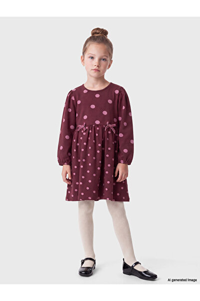 LC Waikiki Alita City Lcw Kids Pink 2 Thread Patterned Girls' Dress with a Di...