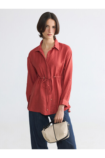 LC Waikiki Nevavm Farkıyla Lcwaikiki Classic Red Textured Women's Shirt Tunic