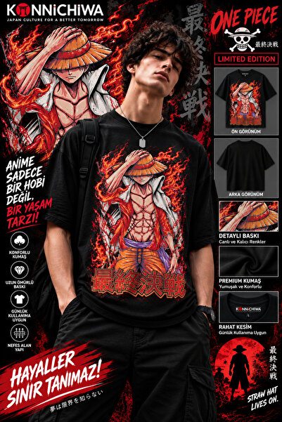 FG KONNİCHİWA One Piece Gear5 Luffy Zoro Shanks Ace Anime T-Shirt Tee Tshirt ...
