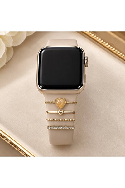 Miyole Apple Watch Uyumlu Akıllı Saat Kordon Süsü Kalp Mineli Charm Kayış Aks...