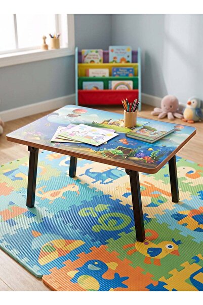 Taimi Portable Kids Activity and Learning Table 60x40 Cm, Wooden Foldable Tab...